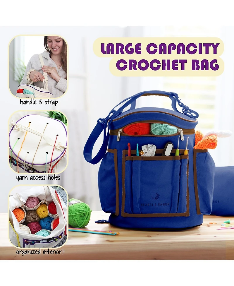 Hearth & Harbor Crochet Starter Kit for Beginners Adults & Kids with Video Tutorials - Amigurumi & Crocheting Kit - with Yarn & Crochet Bag