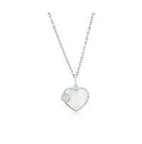 Caribbean Treasures Sterling Silver, Mop & Cz Heart Necklace