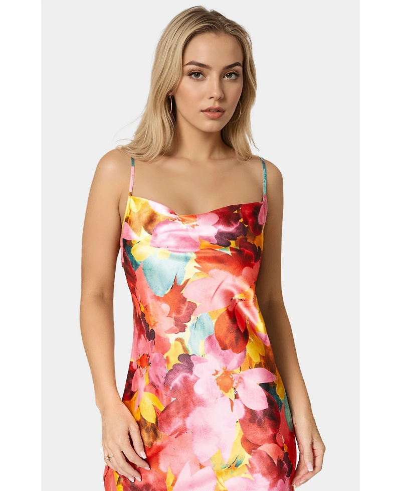 Bebe Women's Print Satin Maxi Dress