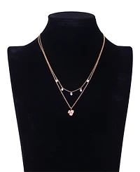 Unwritten Cubic Zirconia Flower Duo Necklace Set