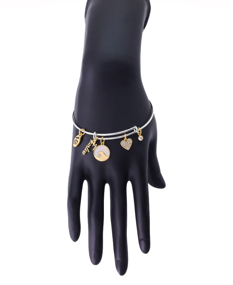 Unwritten Cubic Zirconia Fearless Charm Bangle Bracelet