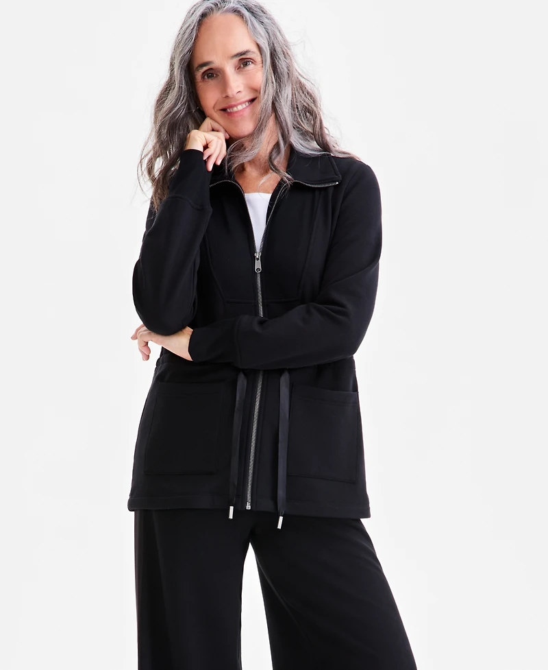 Style & Co Luxe-Fleece Front-Zip Drawstring-Waist Jacket, Macy's Exclusive