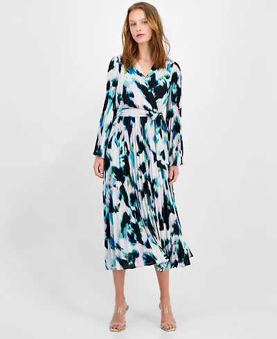 I.n.c. International Concepts Petite Printed Pleated Dress, Macy's Exclusive
