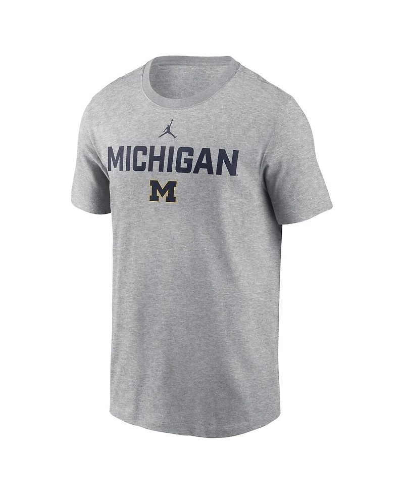 Jordan Men's Heather Gray Michigan Wolverines Campus 2-Hit T-Shirt