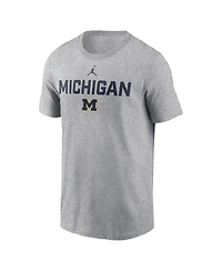 Jordan Men's Heather Gray Michigan Wolverines Campus 2-Hit T-Shirt