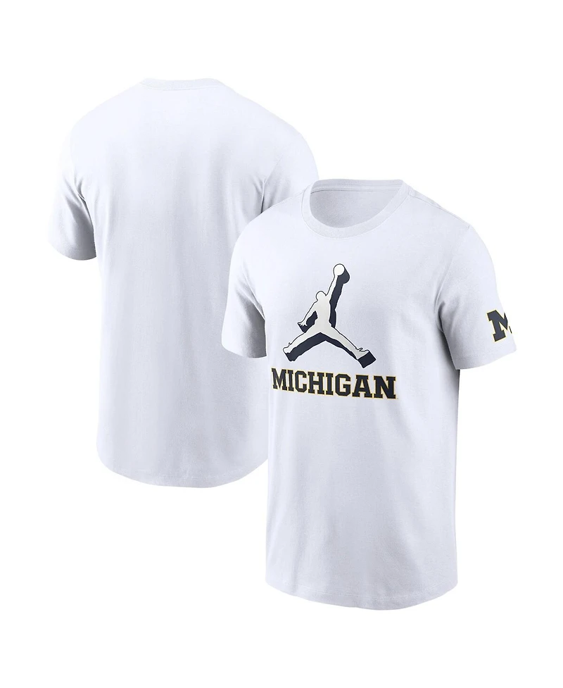 Jordan Men's White Michigan Wolverines Primetime 2-Hit Swoosh T-Shirt