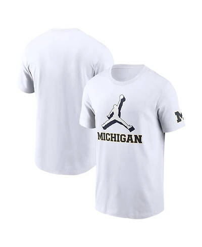 Jordan Men's White Michigan Wolverines Primetime 2-Hit Swoosh T-Shirt