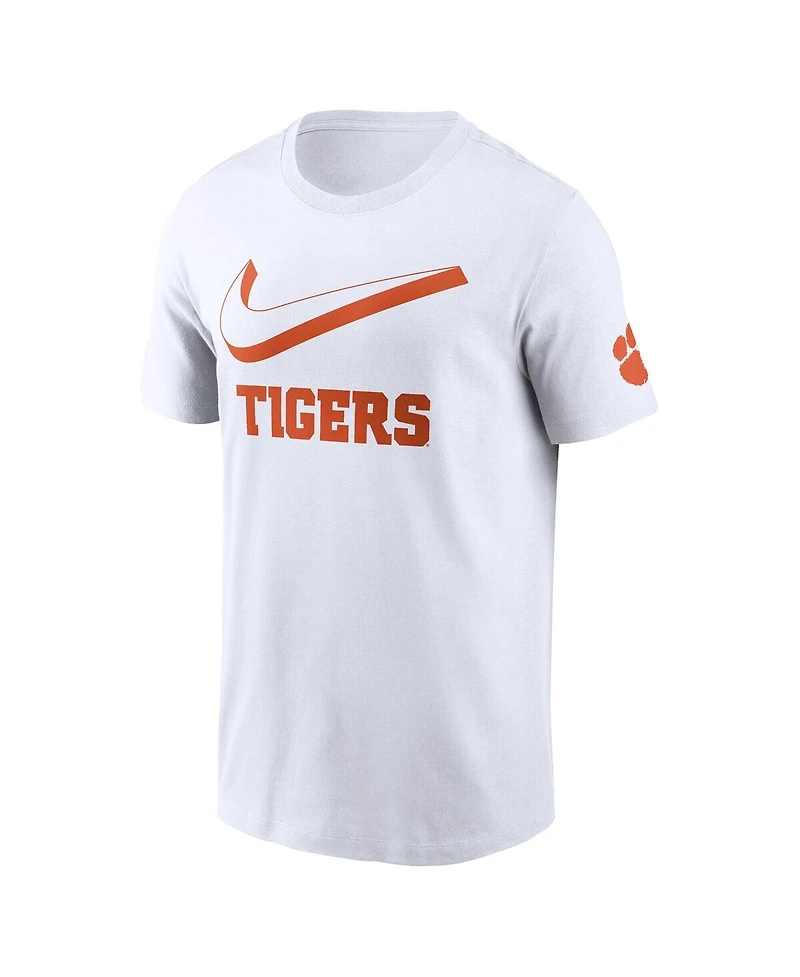 Nike Men's White Clemson Tigers Primetime 2-Hit Swoosh T-Shirt