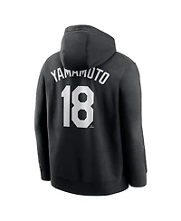 Nike Men's Yoshinobu Yamamoto Black Los Angeles Dodgers Player Name Number Club Fleece Pullover Hoodie