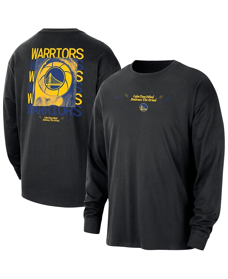 Nike Men's Black Golden State Warriors Courtside Oversized Long Sleeve T-Shirt