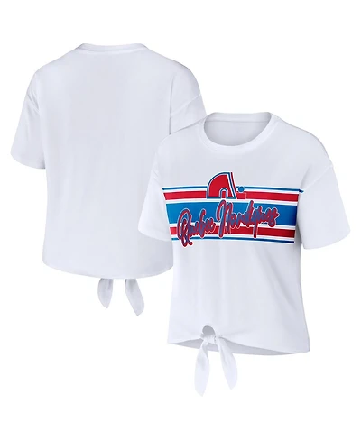 Wear by Erin Andrews Women's White Colorado Avalanche Front Knot T-Shirt