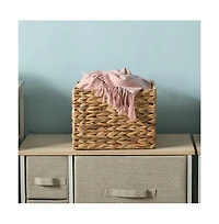 Wickerwise Natural Decorative Woven Water Hyacinth Storage Basket for The Playroom, Bedroom, and Living Room