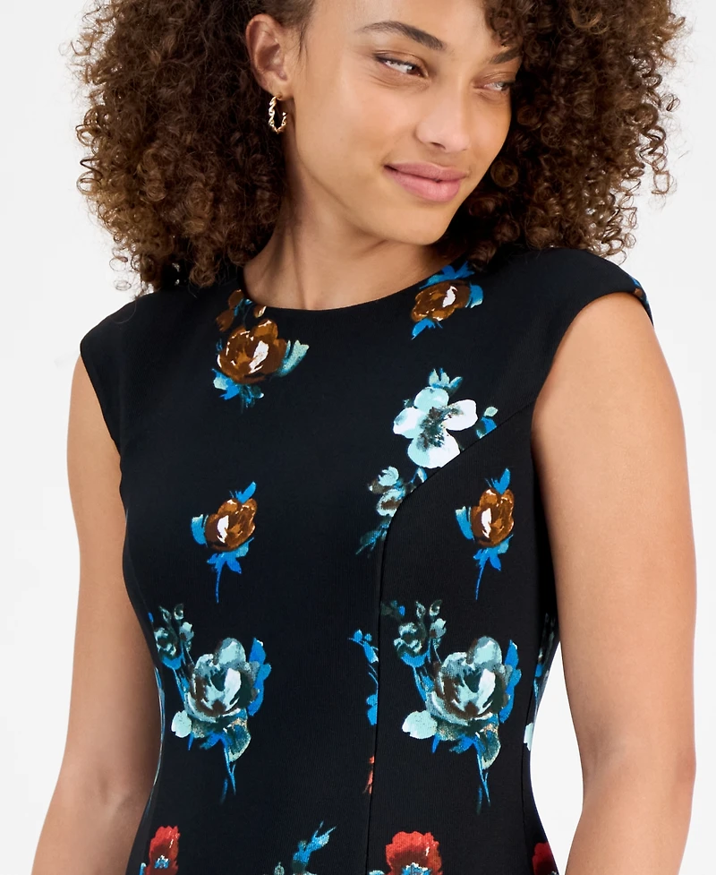 Connected Petite Floral Sleeveless Sheath Dress