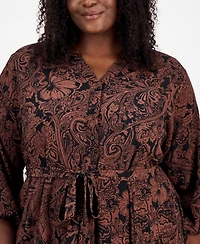Robbie Bee Plus Paisley-Print Shirtdress