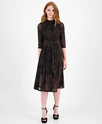 Robbie Bee Petite Mock Neck Printed Midi Dress