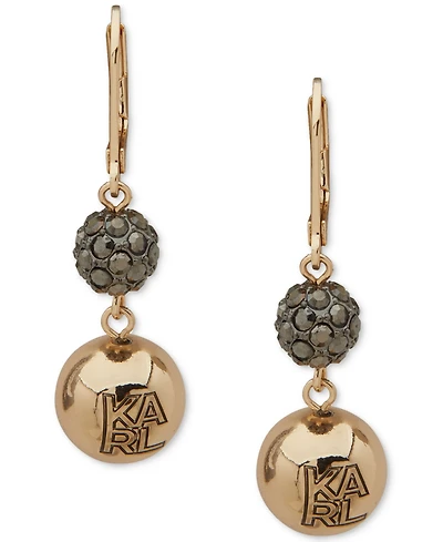 Karl Lagerfeld Paris Pave Fireball & Logo Bead Double Drop Earrings