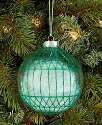 Holiday Lane Enchanted Emerald Green and Clear Glass Ball Ornament, Macy's Exclusive