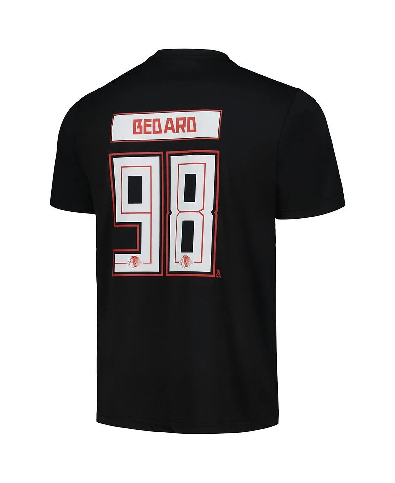 LevelWear Men's Connor Bedard Black Chicago Blackhawks Anthem Name Number Player T-Shirt