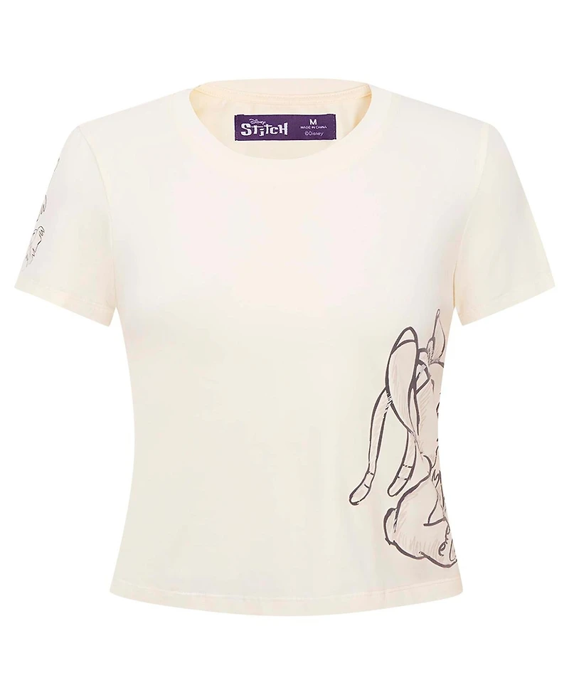 Freeze Max Women's Cream Lilo and Stitch Nose Kiss Baby Doll T-Shirt