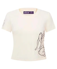 Freeze Max Women's Cream Lilo and Stitch Nose Kiss Baby Doll T-Shirt