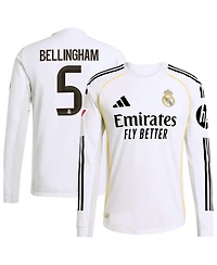 Adidas Men's Jude Bellingham White Real Madrid 2025/26 Home Authentic Long Sleeve Jersey