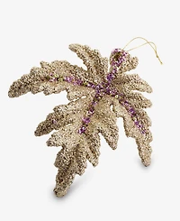 Holiday Lane Enchanted Forest Glitter Leaf Ornament, Macy's Exclusive