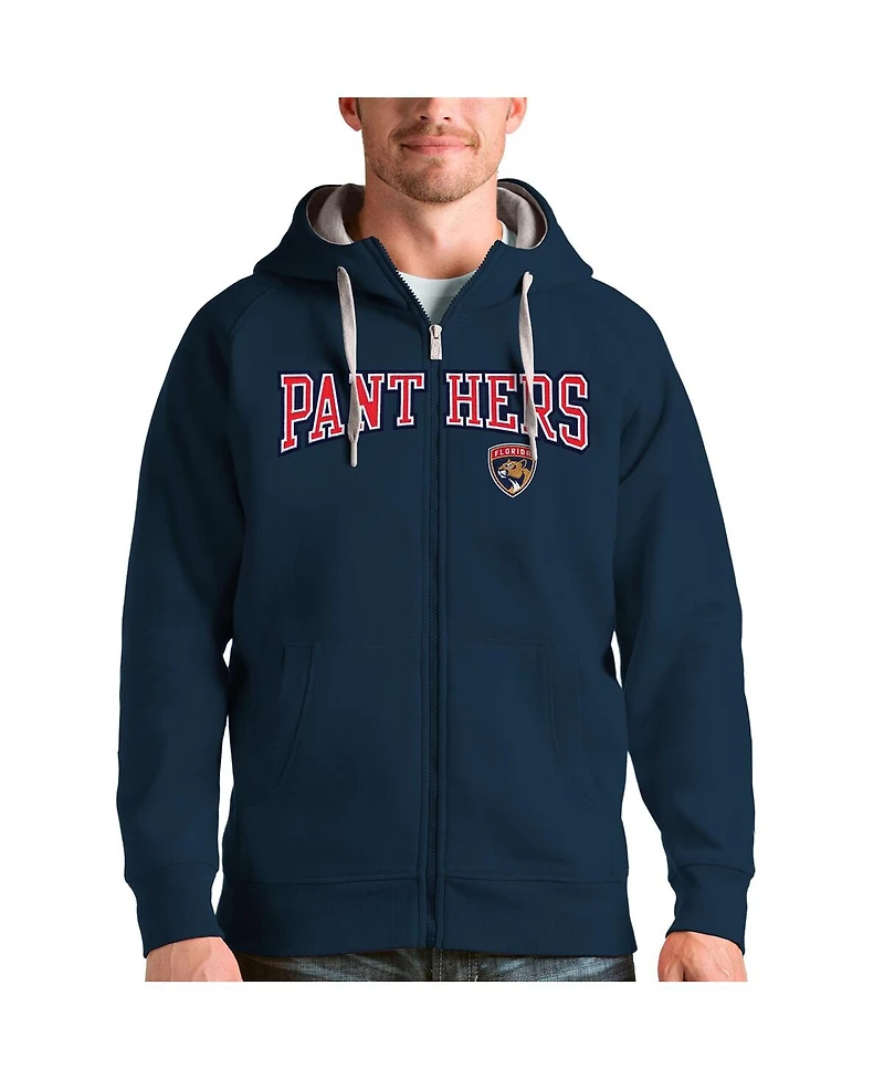 Antigua Men's Navy Florida Panthers Wordmark Victory Full Zip Hoodie