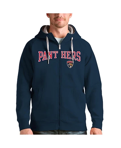Antigua Men's Navy Florida Panthers Wordmark Victory Full Zip Hoodie