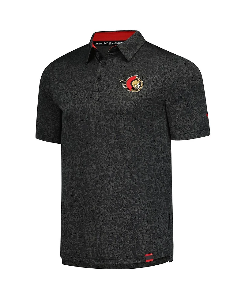 Fanatics Men's Black Ottawa Senators Authentic Pro Jacquard Polo Shirt