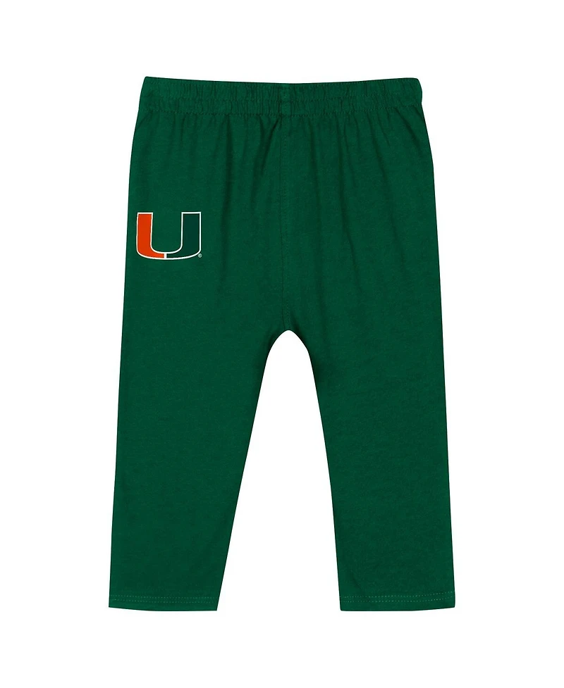 Outerstuff Baby Boys and Girls 2-Piece Hunter Green Miami Hurricanes Double Up Long Sleeve Bodysuit Pants Set