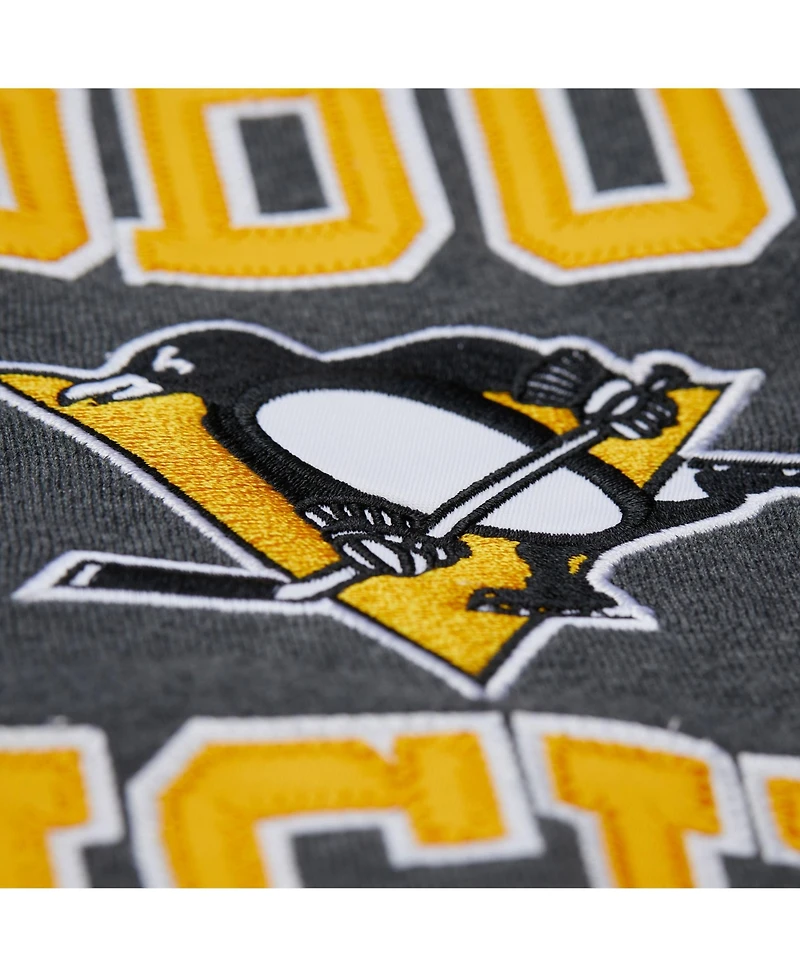 Mitchell & Ness Men's Heather Charcoal Pittsburgh Penguins Playoff Win Fleece Pullover Sweatshirt