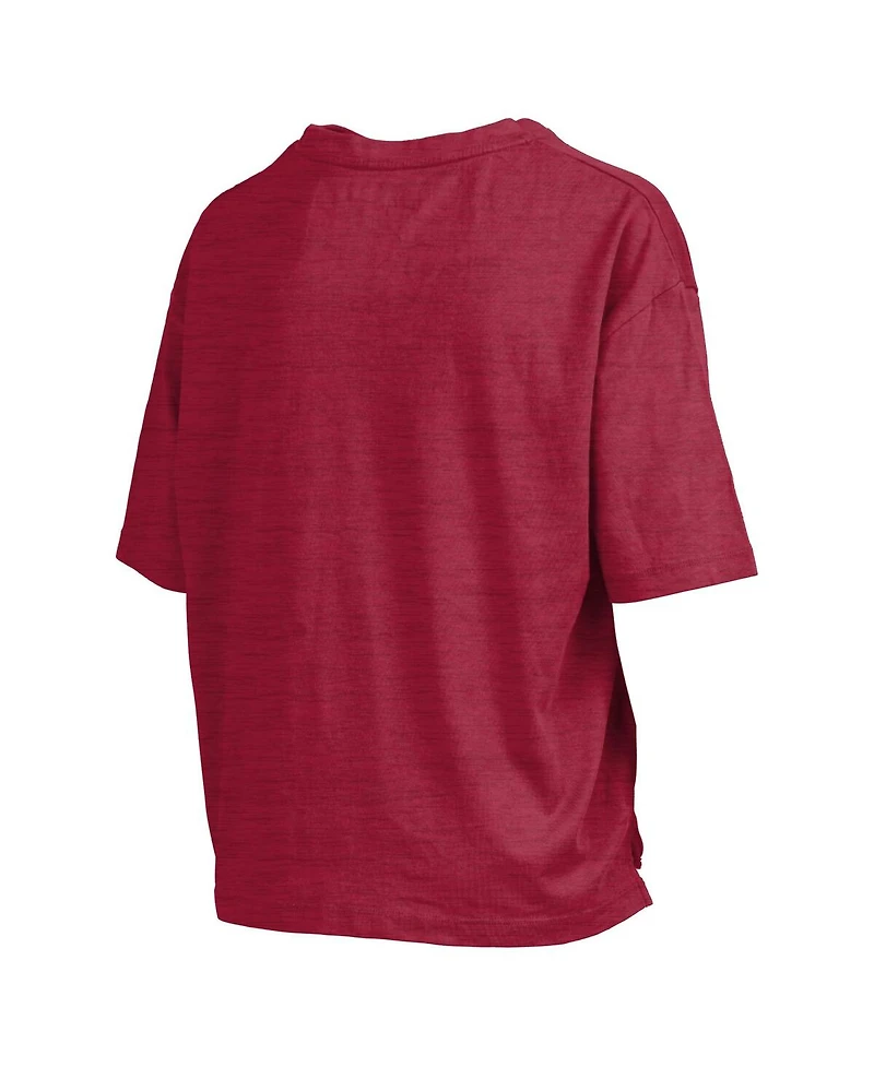 Pressbox Women's Cardinal Iowa State Cyclones Nelson Arch Over Logo Waist Length Oversized Slub T-Shirt