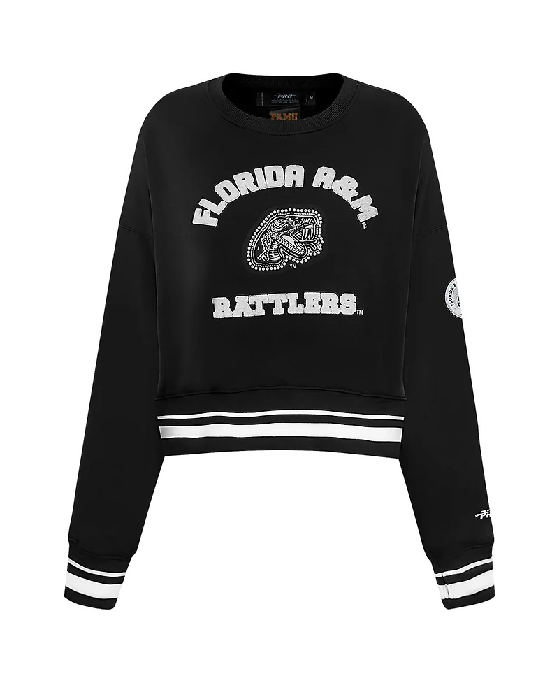 Pro Standard Women's Black Florida A&M Rattlers Cropped Pullover Sweatshirt