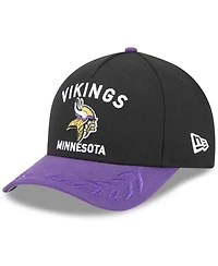 New Era Big Boys and Girls Black/Purple Minnesota Vikings 2025 Nfl Draft 9FORTY A-Frame M-Crown Adjustable Hat