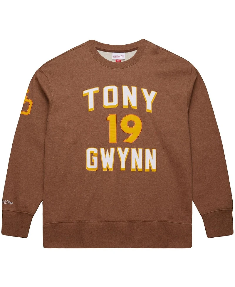 Mitchell & Ness Men's Tony Gwynn Brown San Diego Padres Legends Collection Vintage Logo Name Number Fleece Pullover Sweatshirt
