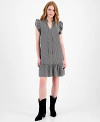 Sandra Darren Petite Flutter-Sleeve Striped Shift Dress