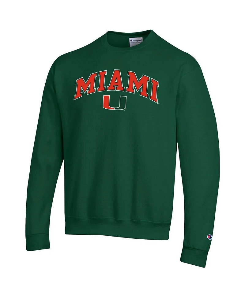Champion Men's Green Miami Hurricanes Arch Over Logo Pullover Sweatshirt