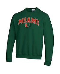 Champion Men's Green Miami Hurricanes Arch Over Logo Pullover Sweatshirt