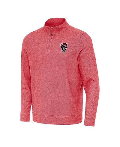 Antigua Men's Heather Red Nc State Wolfpack Subtle Quarter-Zip Sweatshirt