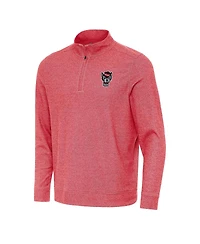 Antigua Men's Heather Red Nc State Wolfpack Subtle Quarter-Zip Sweatshirt