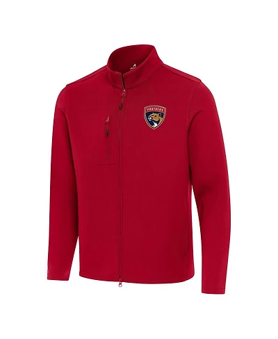 Antigua Men's Red Florida Panthers Objection Double-Peached Full-Zip Jacket