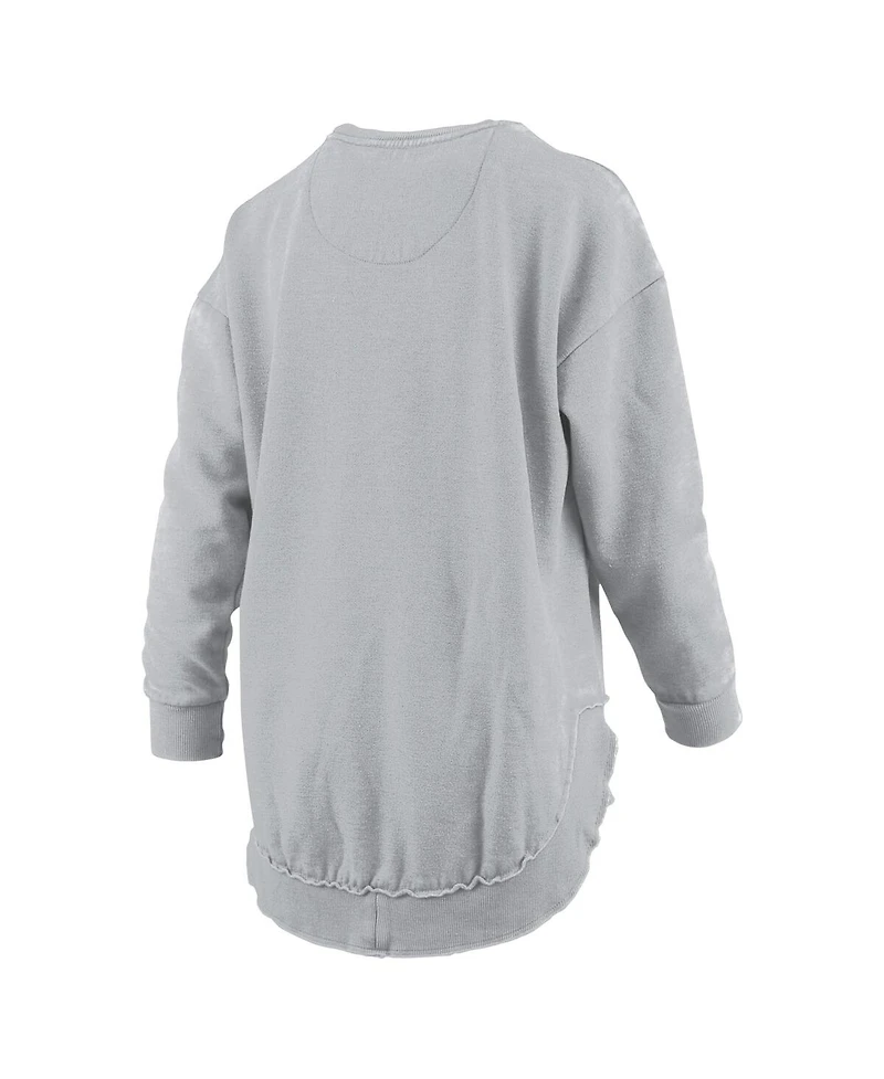 Pressbox Women's Gray Penn State Nittany Lions Melange Poncho Vintage Fleece Long Sleeve Pullover Sweatshirt