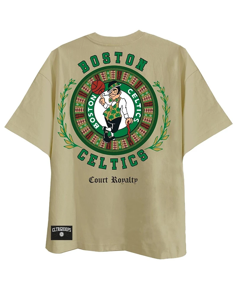 Two Hype Men's Khaki Boston Celtics Worldwide Collection Premium T-Shirt