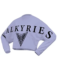 Spirit Jersey Women's Violet Golden State Valkyries Jumbo Print Oversized Cropped Long-Sleeve T-Shirt