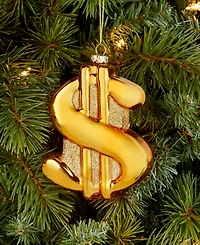 Holiday Lane Eclectic Charm Glass Dollar Sign Ornament, Macy's Exclusive