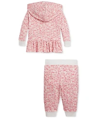 Polo Ralph Lauren Baby Girls Floral Velour Hoodie & Pant Set