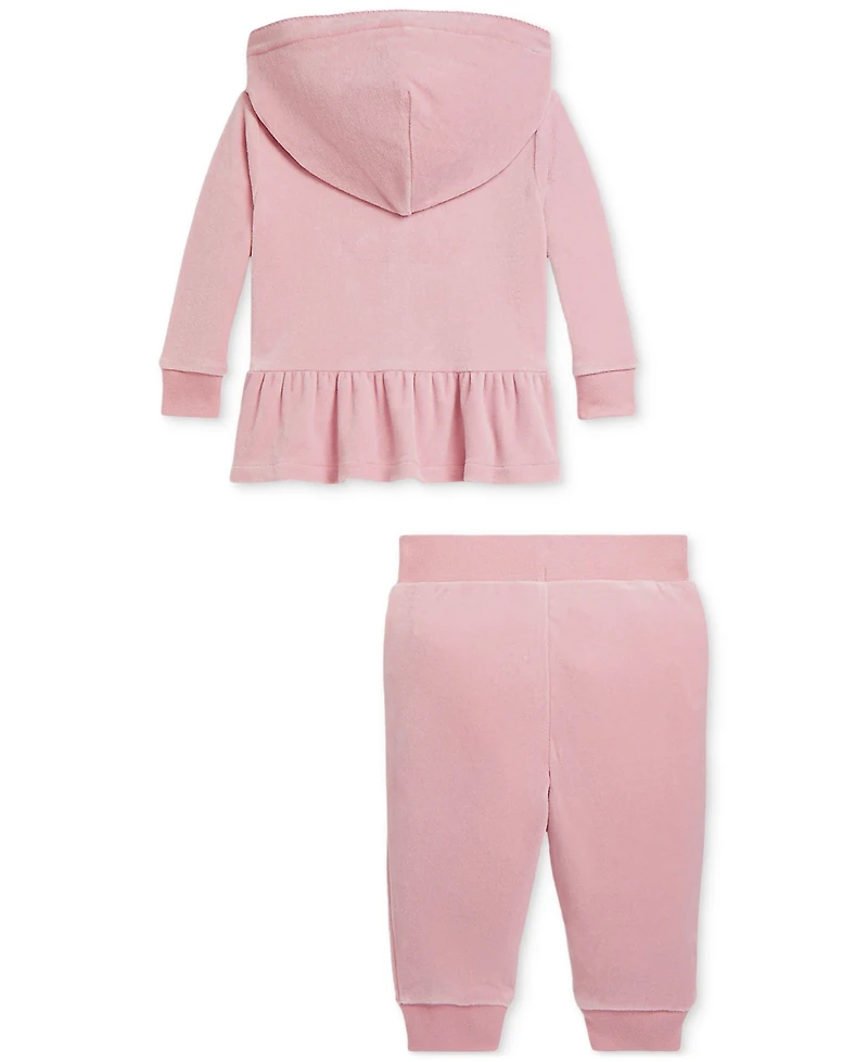 Polo Ralph Lauren Baby Girls Velour Hoodie & Jogger Pant Set