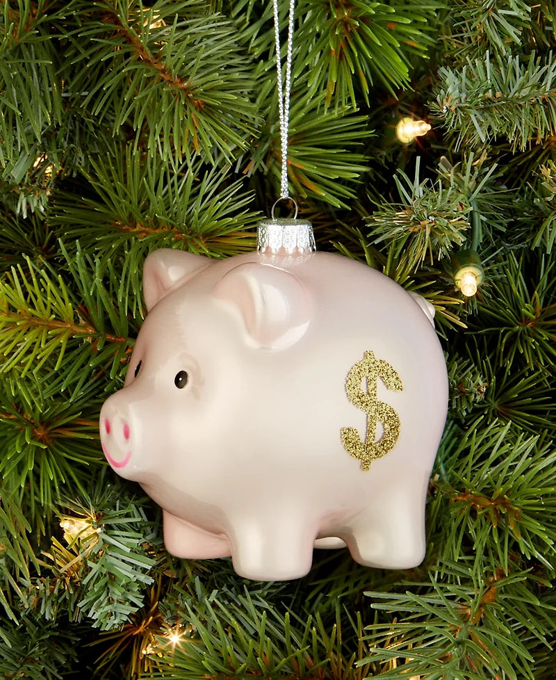 Holiday Lane Eclectic Charm Glass Piggy Bank Ornament, Macy's Exclusive