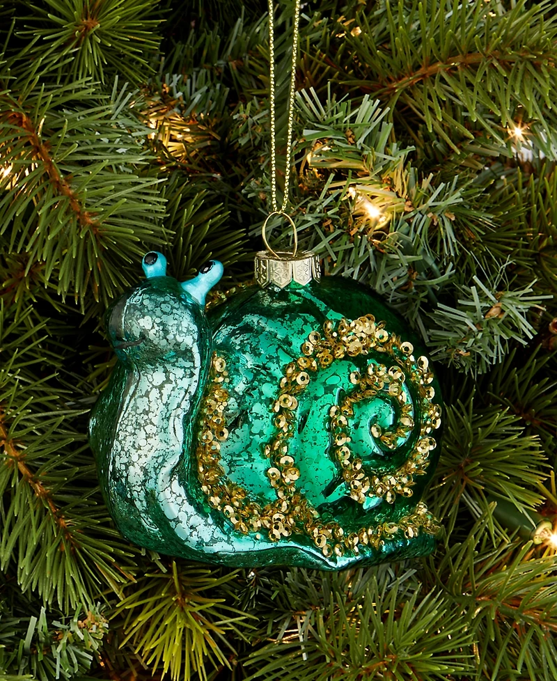 Holiday Lane Enchanted Forest Glass Snail Ornament, Macy's Exclusive