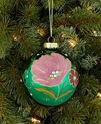 Holiday Lane Enchanted Forest Purple Floral Ball Ornament, Macy's Exclusive
